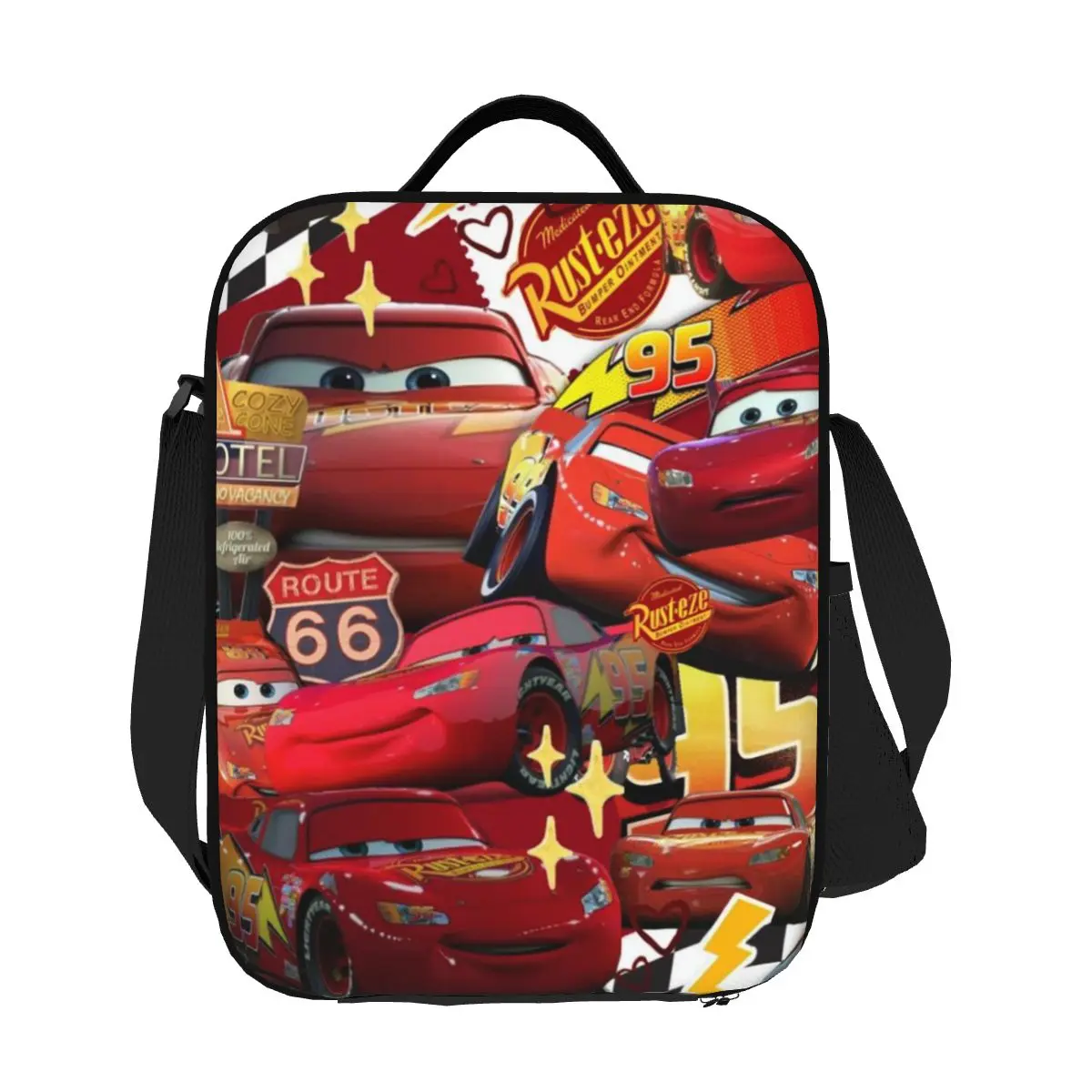 

Custom Lightning Mcqueen Cars Insulated Lunch Bag for Work School Resuable Thermal Cooler Lunch Box Women Kids