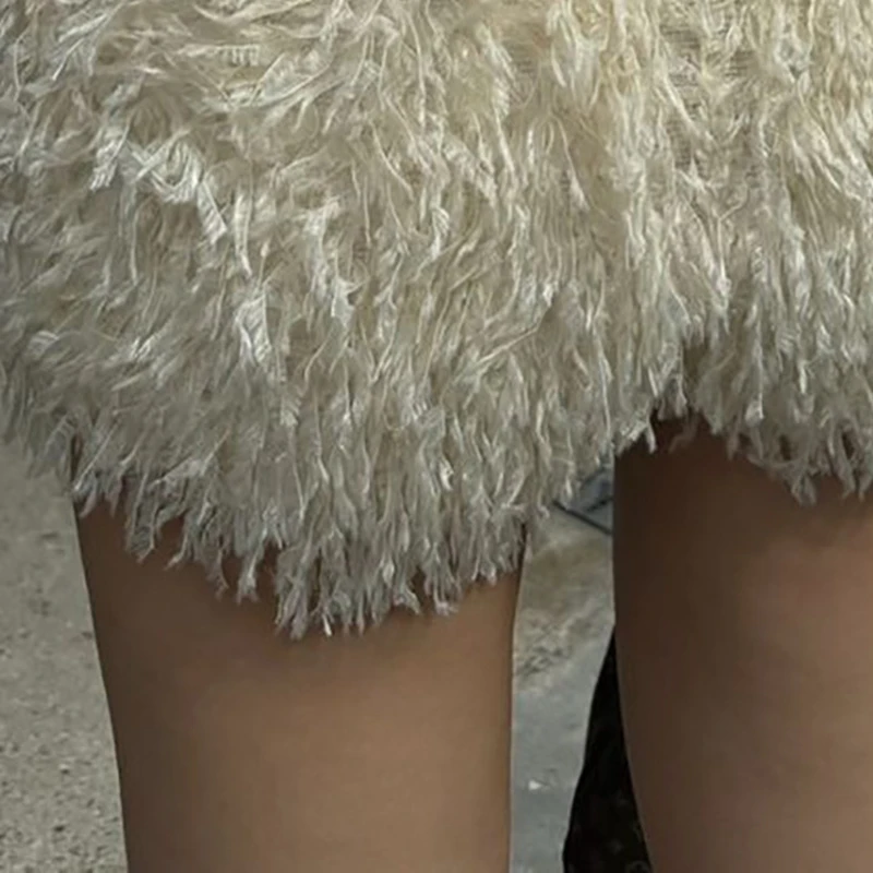 

2025 Women's Winter Wardrobe Plush Mini Skirt Y2K Clothes Soild Color Cozy Chic Mini Skirts