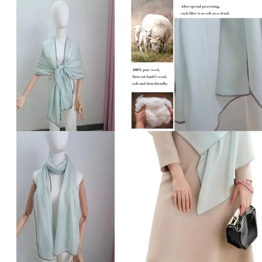 

Elegant Pashmina-Style Cashmere Silk Blend Shawl - Lightweight, Skin-Friendly Wool Wrap