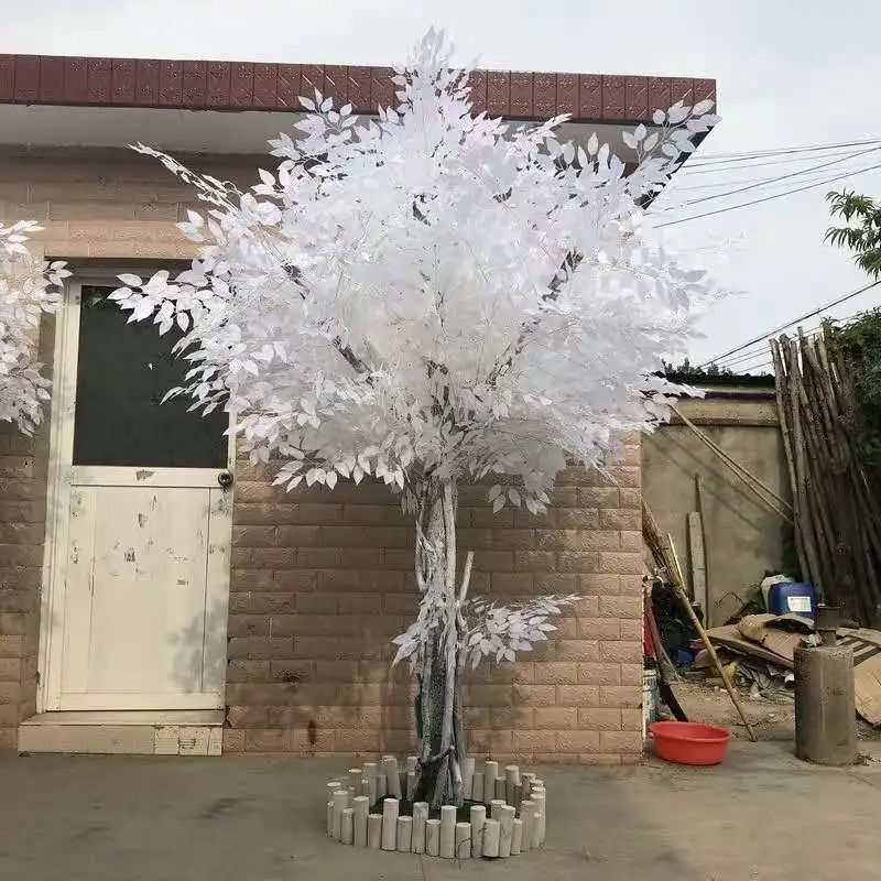 

White simulated banyan tree large plant decoration hall fake white banyan tree plant indoor flower tree decoration