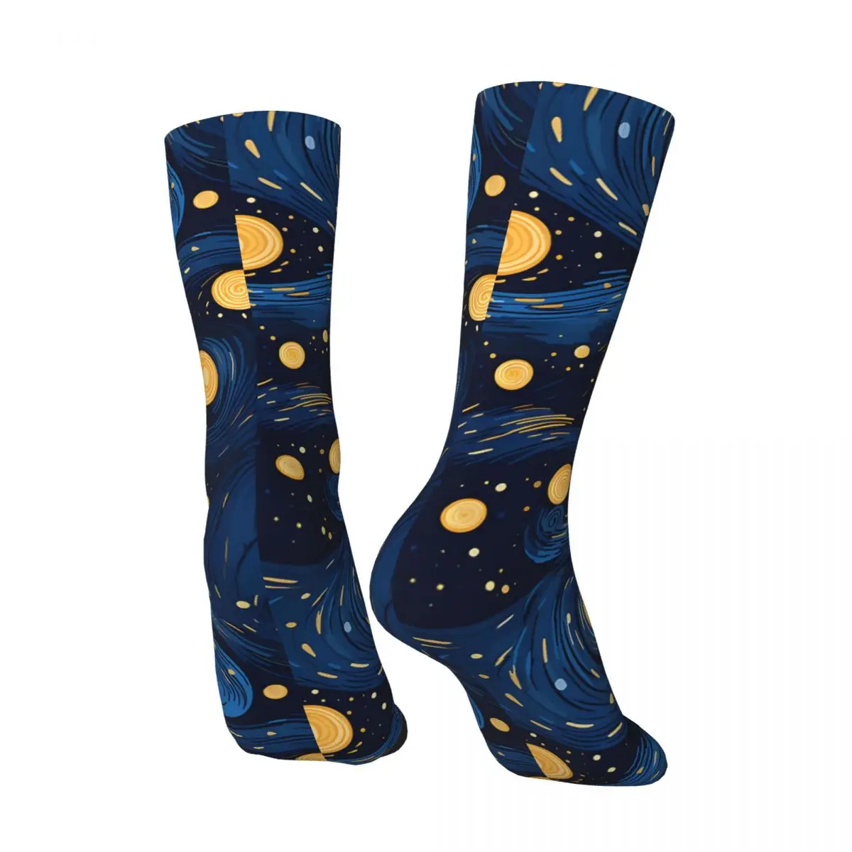 Vintage Starry Night Pattern Men's compression Socks Unisex Van Gogh Street Style Pattern Printed Novelty Crew Sock