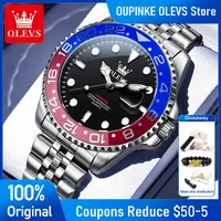 OLEVS 5657 Reloj para hombre Original de acero inoxidable con fecha Reloj de cuarzo relojes deportivos luminosos impermeables para hombre caja de regalos Reloj