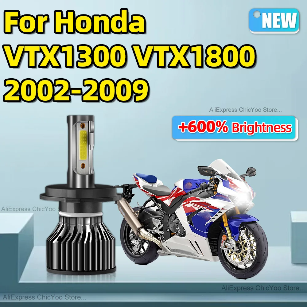 1Pcs H4 LED Headlight Bulb COB Hi/Lo Beam Motorbike Headlamp 12V with Fan For Honda VTX1300 VTX1800 2002 2003 2004 2005-2009