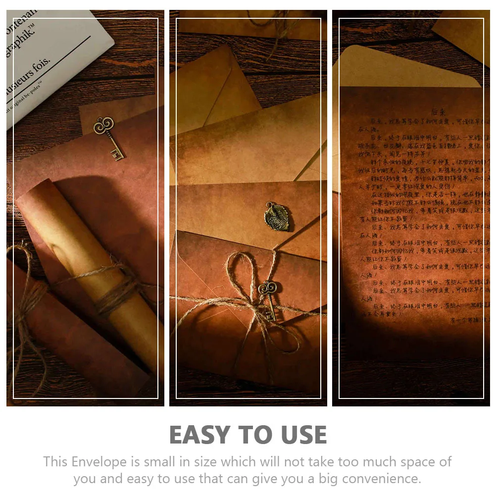 

3 Sets Retro Letter Paper Envelope Set Kraft Smooth Thick Writing Stationery For Wedding Party Invitation Card Envelopes
