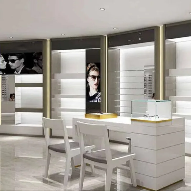 Custom Optical Store Display Cabinet, Glass Shelf Design Showcase, Shop Display, Móveis Stand, Decoração para óculos de sol