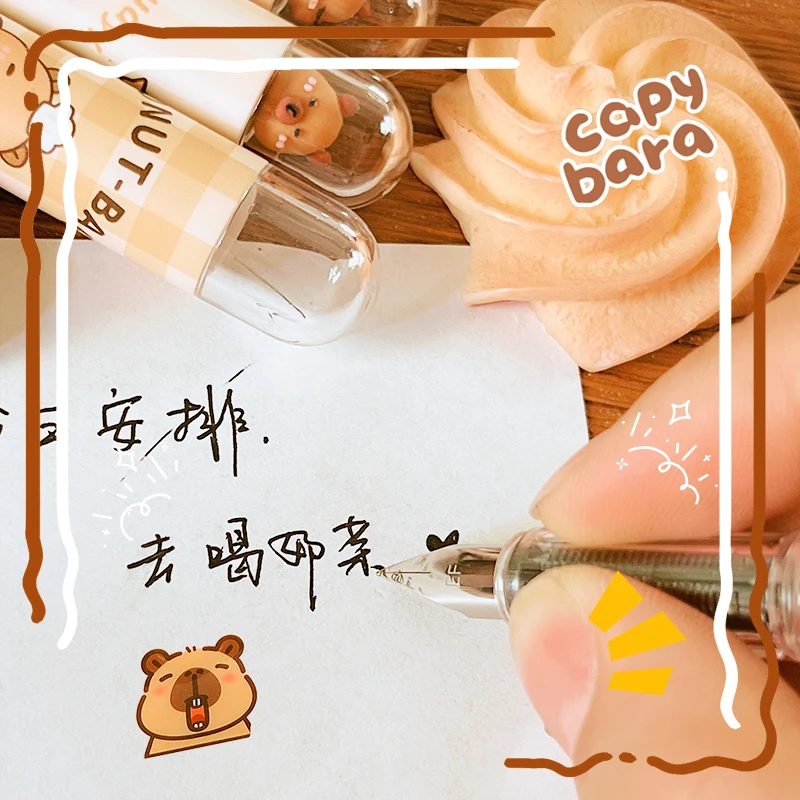 إكسسوارات المدرسة قلم حبر كابيبارا اللطيف للعودة إلى اللوازم المدرسية قلم حبر عالي الجودة أقلام الكتابة أدوات مكتبية كاواي #5