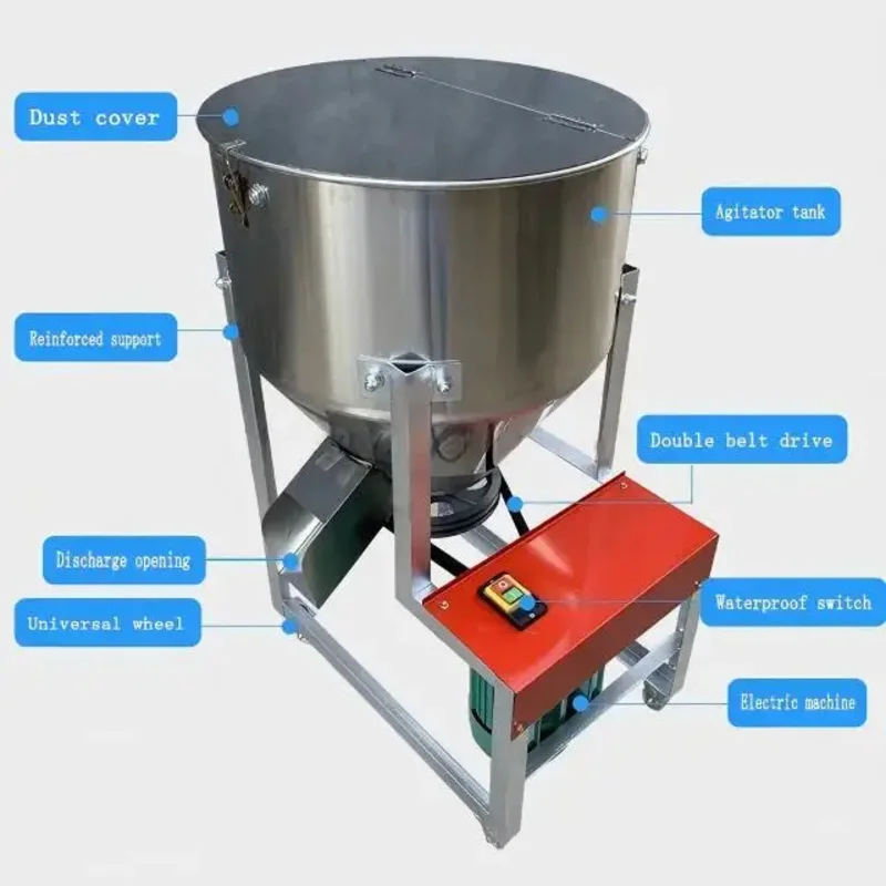 

Farm Small Animal Poultry Feed Mixer Machine High Productivity Plant Stainless Steel Tank 50-200KG/Batch Capacity
