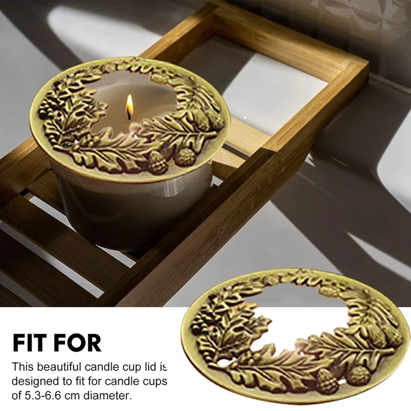 Help Jar Candles Melt Evenly Leaf Aromatherapy Smart Cover Candles Gifts For Women, 7.8Cm Bronze