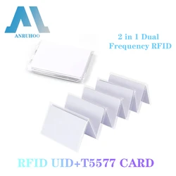 IC + ID NFC 재기록 가능 복합 키 카드, 듀얼 칩 주파수, Rfid 125kHz, T5577, Em4305 + 13.56mhz, 가변 쓰기 가능 토큰 복사