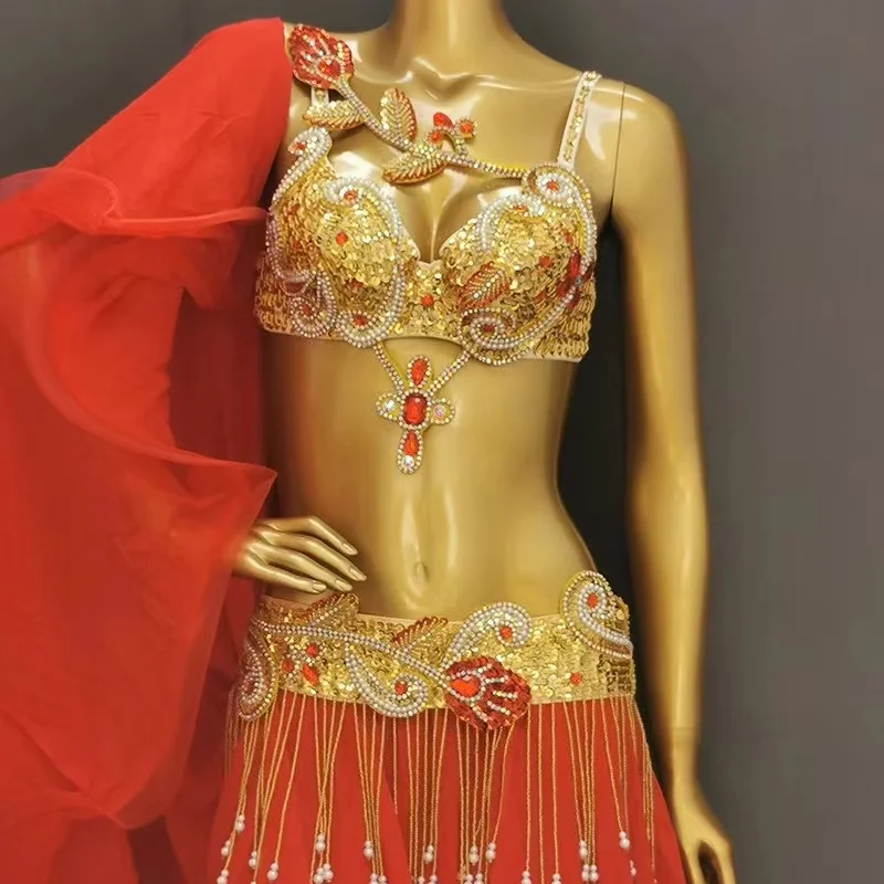 Belly Dance Wear Women Samba Carnival Rio Costume Bra and Belt Skirt Stage Performance Wear Adult Show Outfit Sexy Party Suit