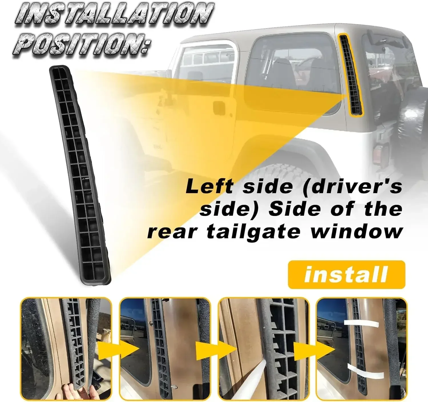 Left Hard Top Exhauster Vent Compatible for Wrangler TJ 1997-2002 55036307