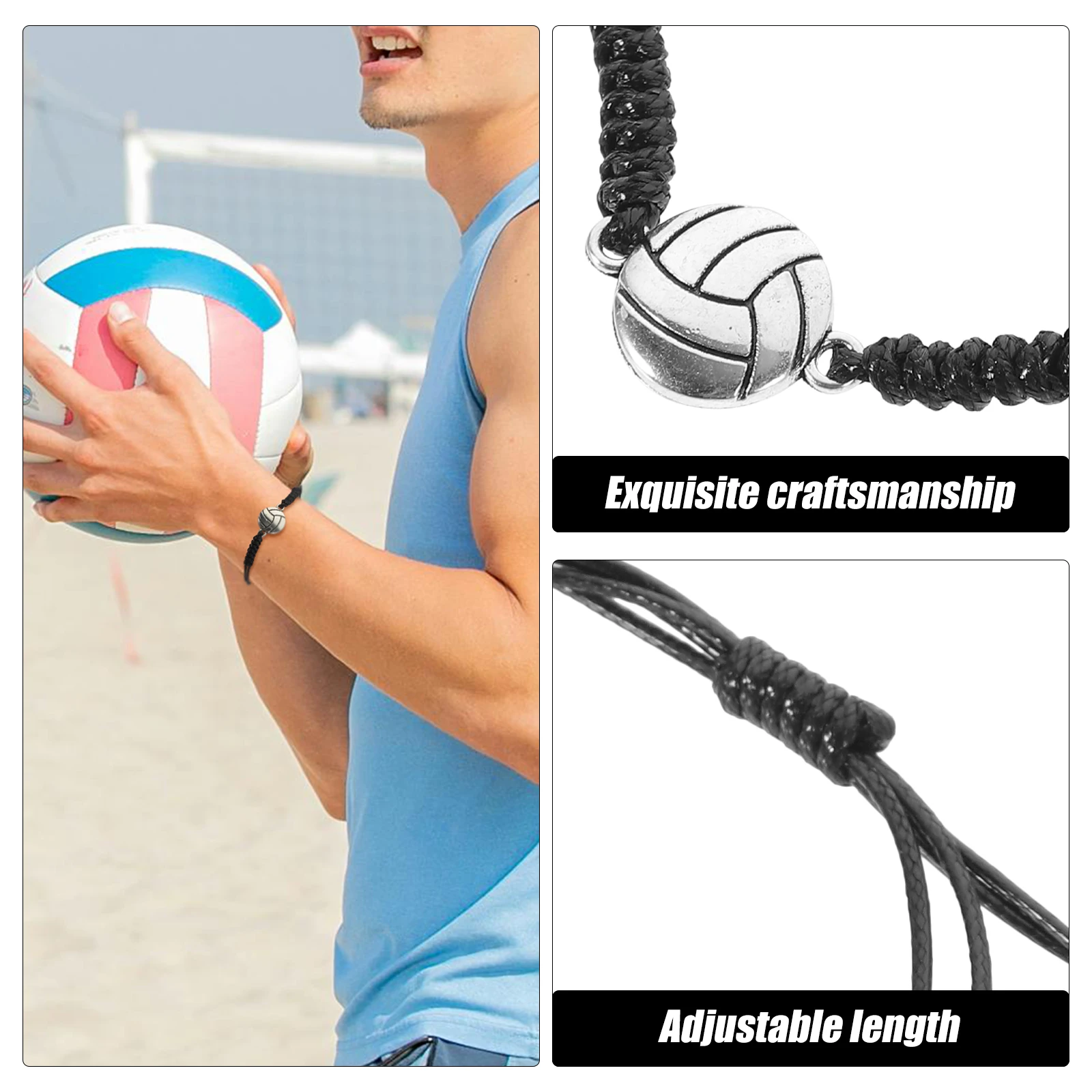 

20pcs Volleyball Adjustable Drawstring Wristb Drawstring Bracelet Accessories Gifts Smooth Comfortable