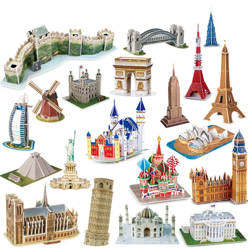 

World Famous Architecture Building Puzzle 3D Construction Jigsaw Puzzle Toys For Kids Birthday Christmas Gift