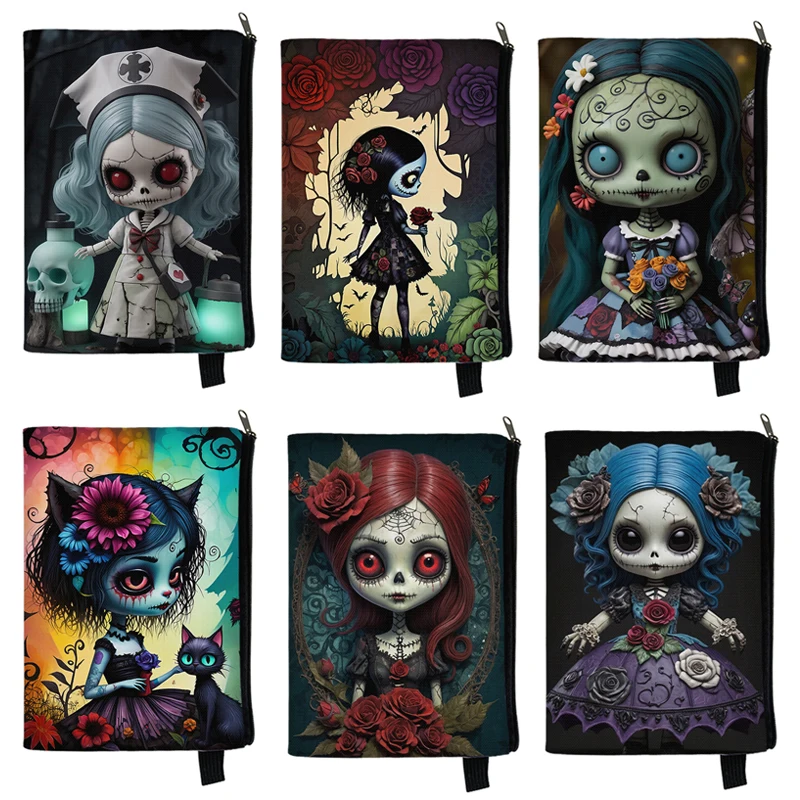 Horror Nightmare Zombie Girl Print Cosmetic Case Dark Gothic Women Makeup Organizer Napkin Storage Pouch Ladies Toiletries Bag