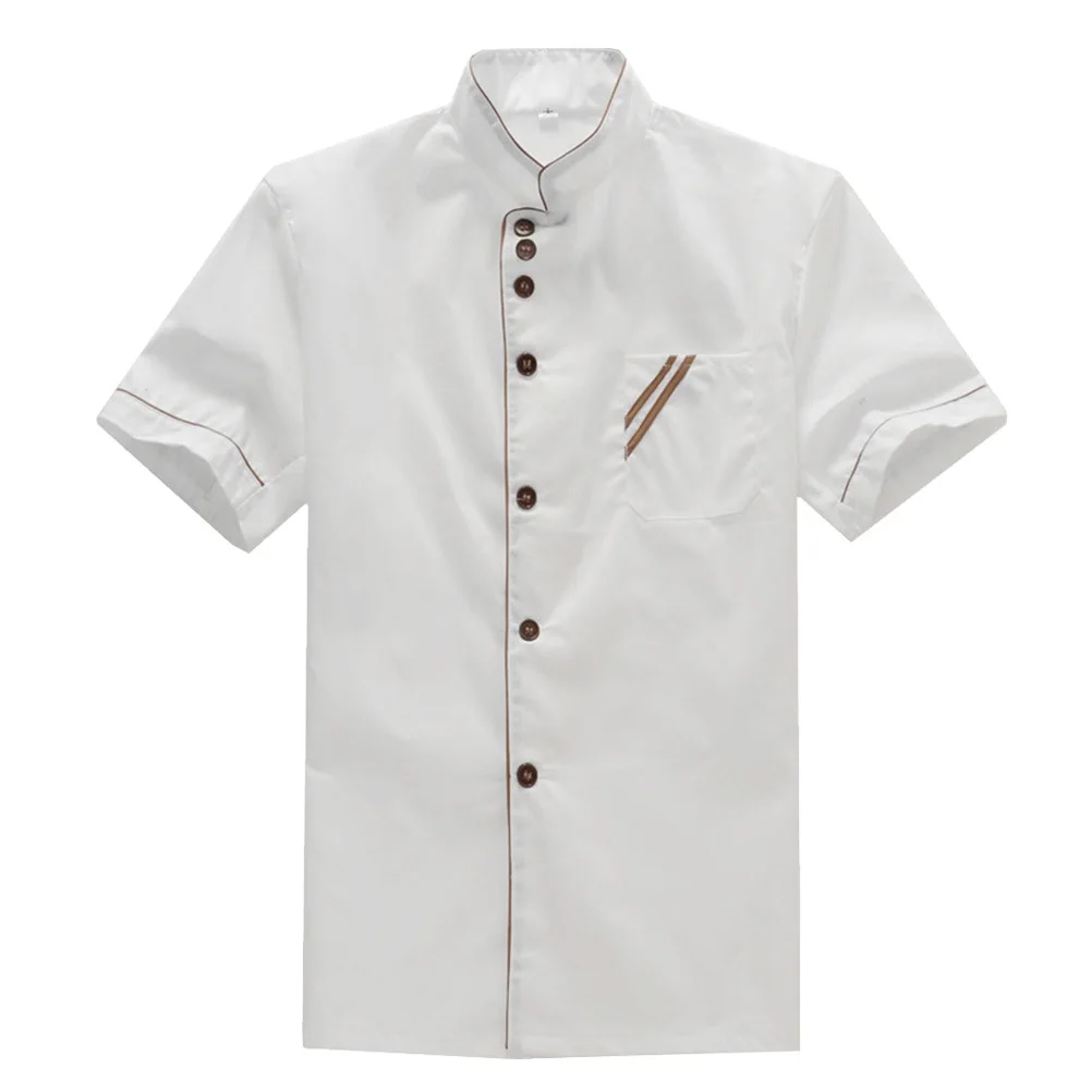 Unisex Short Sleeve Chef Coat White Size M Wearproof Breathable Casual Loose Catering Jacket for Bakery Food Service