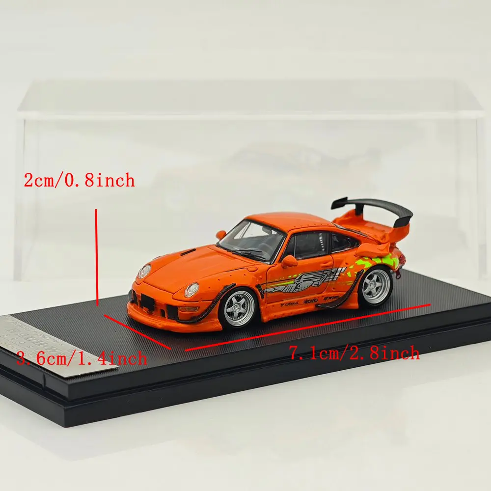 

SW 1:64 Scale RWB 993 RAUH-Welt Orange Speed and Furious Diecast Metal Car Miniature Collection Auto Gift Toy Vehicle Models