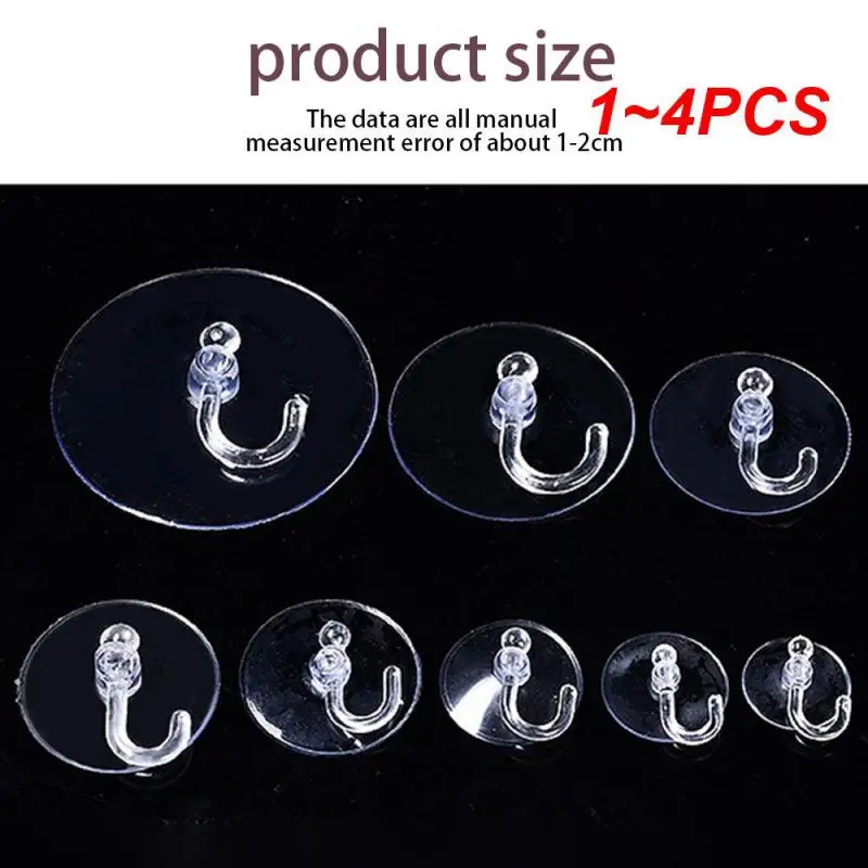 1~4PCS Innovative Design Transpare Save Space Glossy Finish Heavy Burden Strong Clothes Hook Firm No Adhesive Waterproof