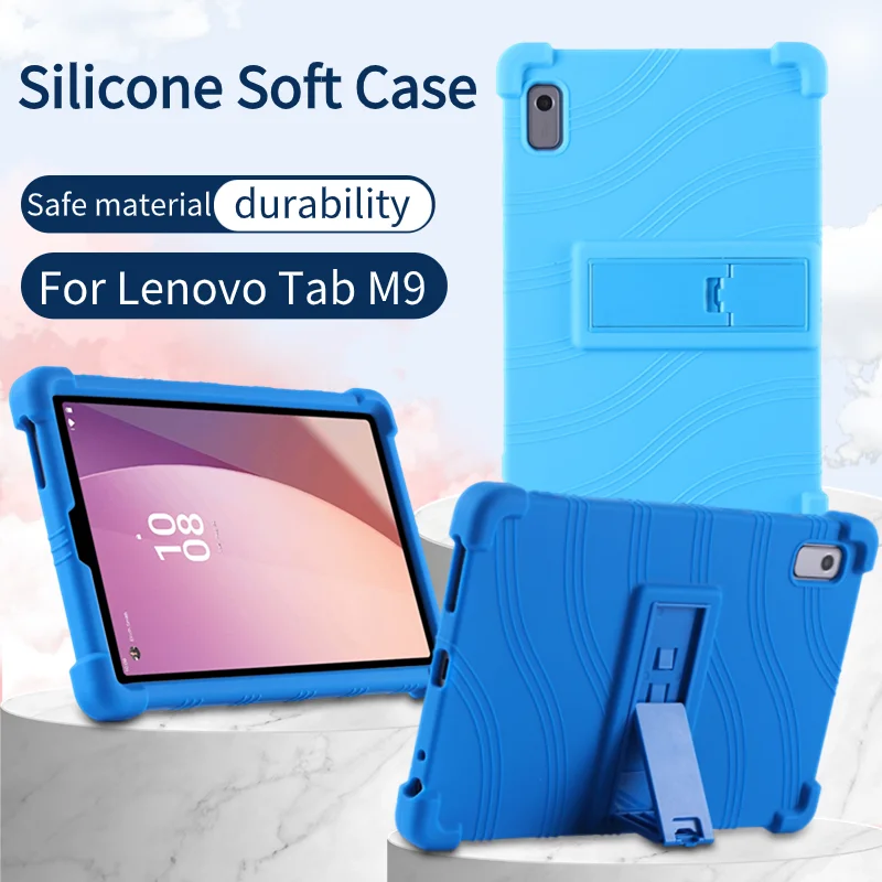 

Cornors Silicon Cover Case with Rear Kickstand For Lenovo Tab M9 2022 TB-310FU TB-310XU 9" Tablet PC Protective Shell 4 Thicken