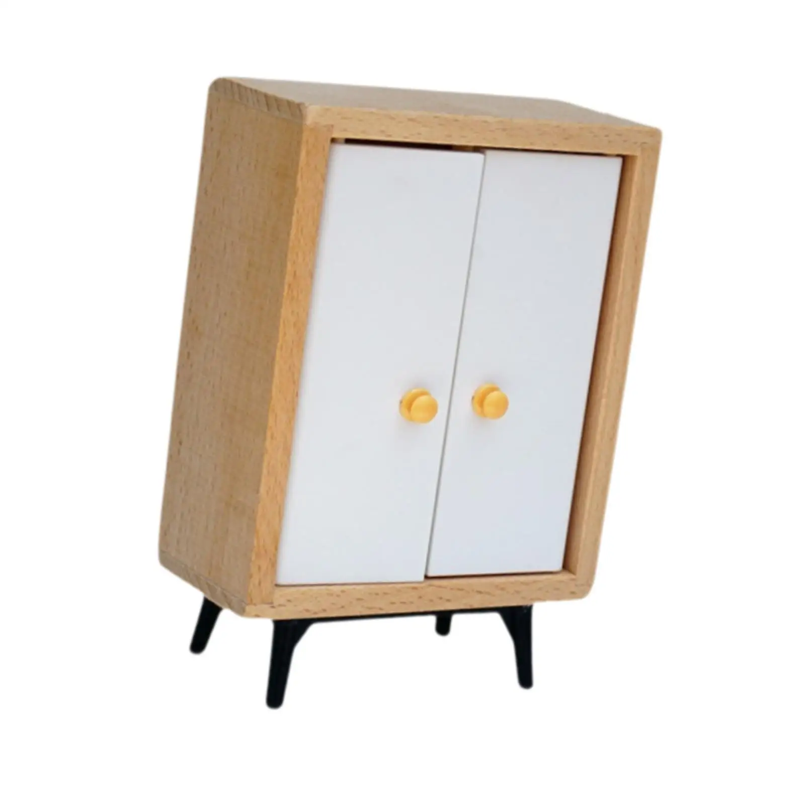 1/12 Dollhouse Wardrobe Mini Bedroom Cabinet Educational Toy Microscale Cupboard