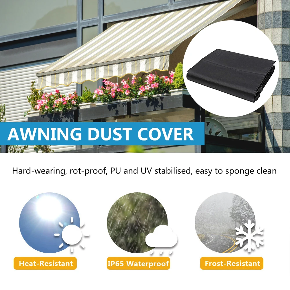 7 Sizes Patio Awning Protector Cover Patio Garden Rain Shed Storage Bag Rain Cover Retractable Roller Shutter Awning Dust Cover