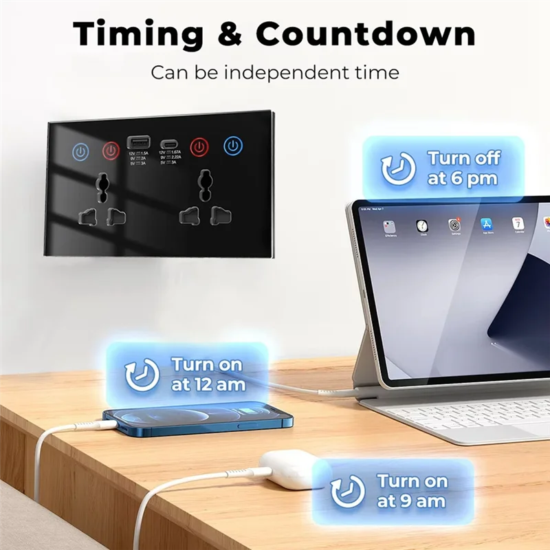 

BOFO EU UK US Universal Plug /Wifi Smart Socket Switch With USB And Type-C Port Outlet Smart Life Via Alexa Home