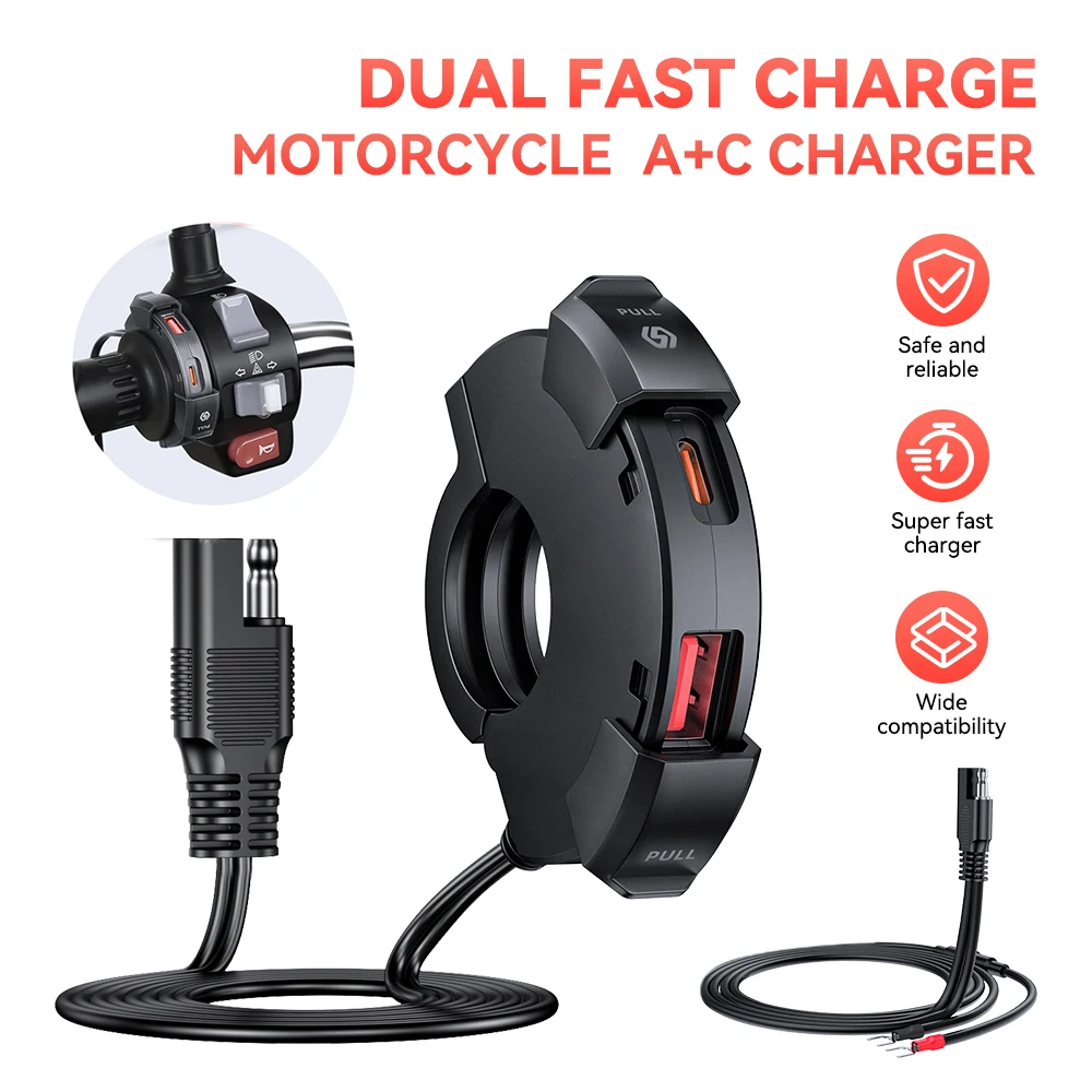 

12V New Motorcycle Usb Fast Charger With Type-C Cell Phone Port Power Outlet Waterproof Socket Chargers Plug Adapters For Moto