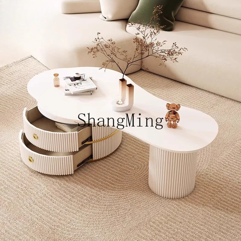 

LXY living room home light luxury modern simple irregular cream wind TV cabinet combination