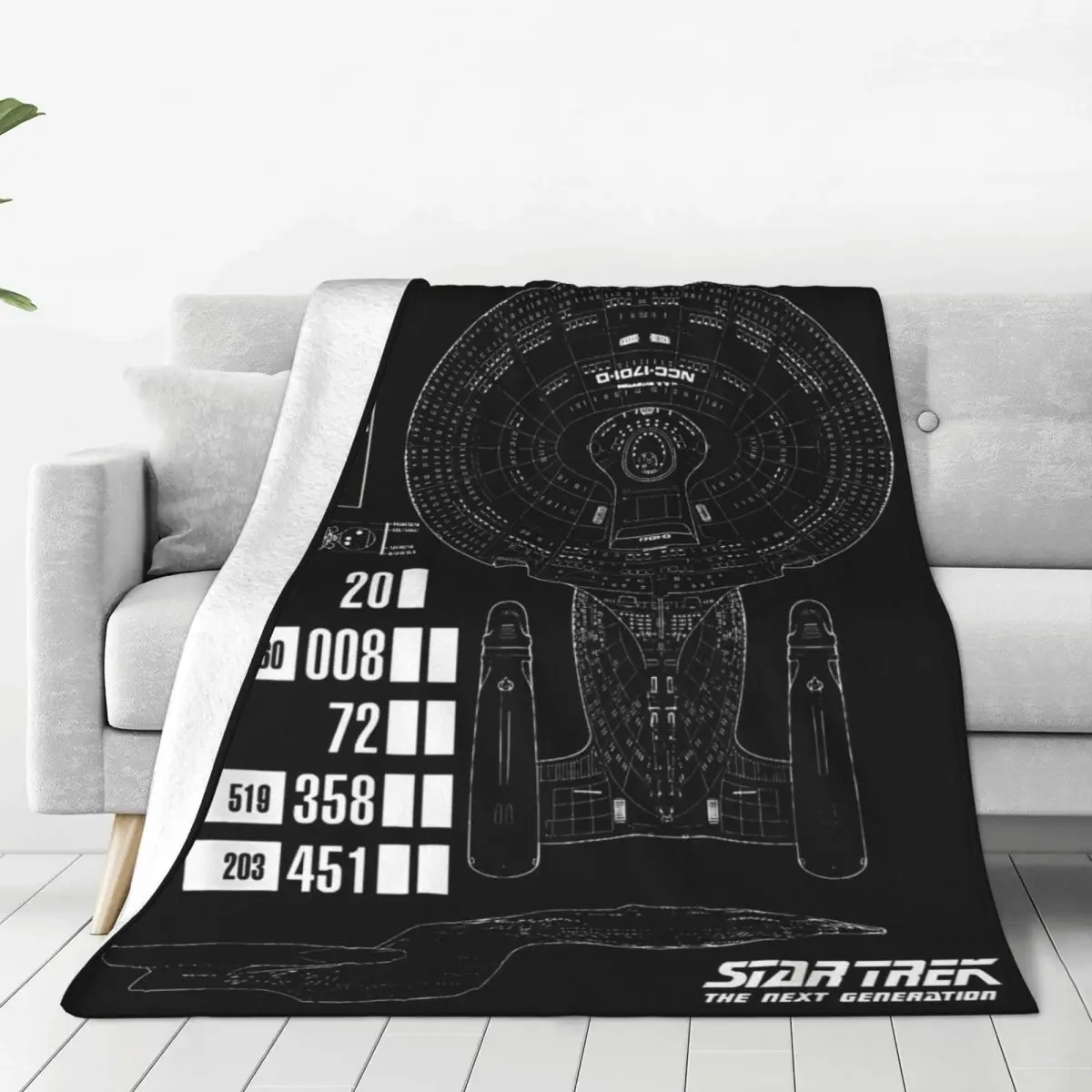 Stars Treks The Next Generation U.S.S. Enterprise Chart Knitted Blanket Fleece Throw Blanket for Bedding Couch Bedspread