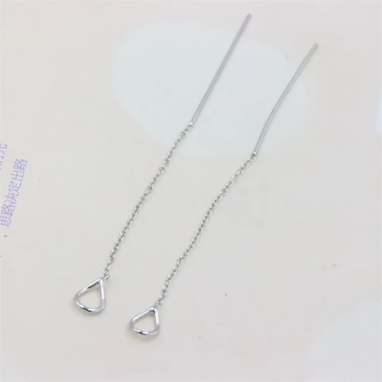 ZFSILVER Genuine 925 Sterling Silver Lovely Waterdrop Long Chain  Ear Line Eardrop For Women Earrings Jewelry Acessories Gifts