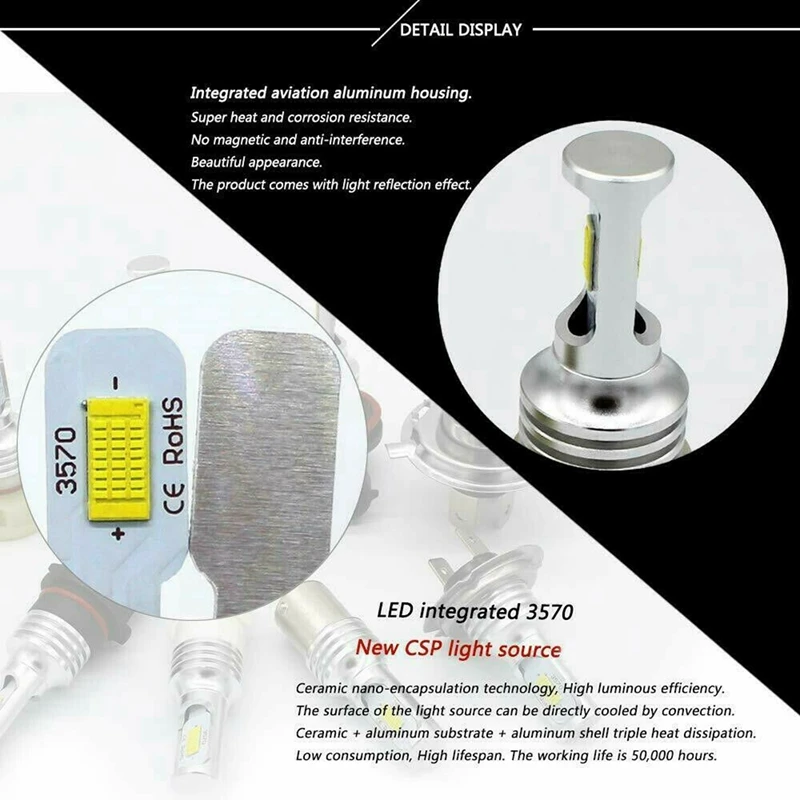 4X Super Bright H8 H9 H11 LED Headlight Bulb Kit HIGH/LOW Beam Light 8000LM 8000K Ice Blue 80W