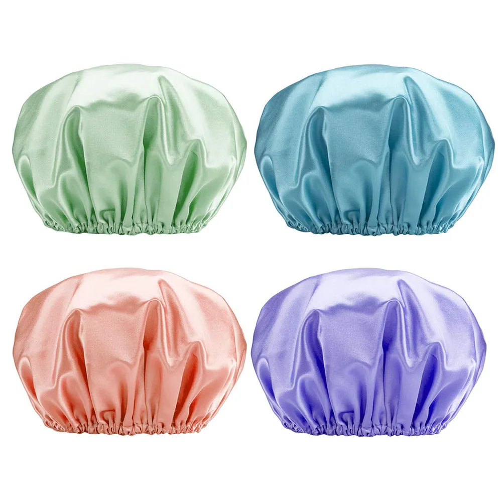 

4Pcs Waterproof Cap Care Shower Cap Waterproof Bathing Protective Caps Comfortable Bath Hat Bath Caps Salon Use