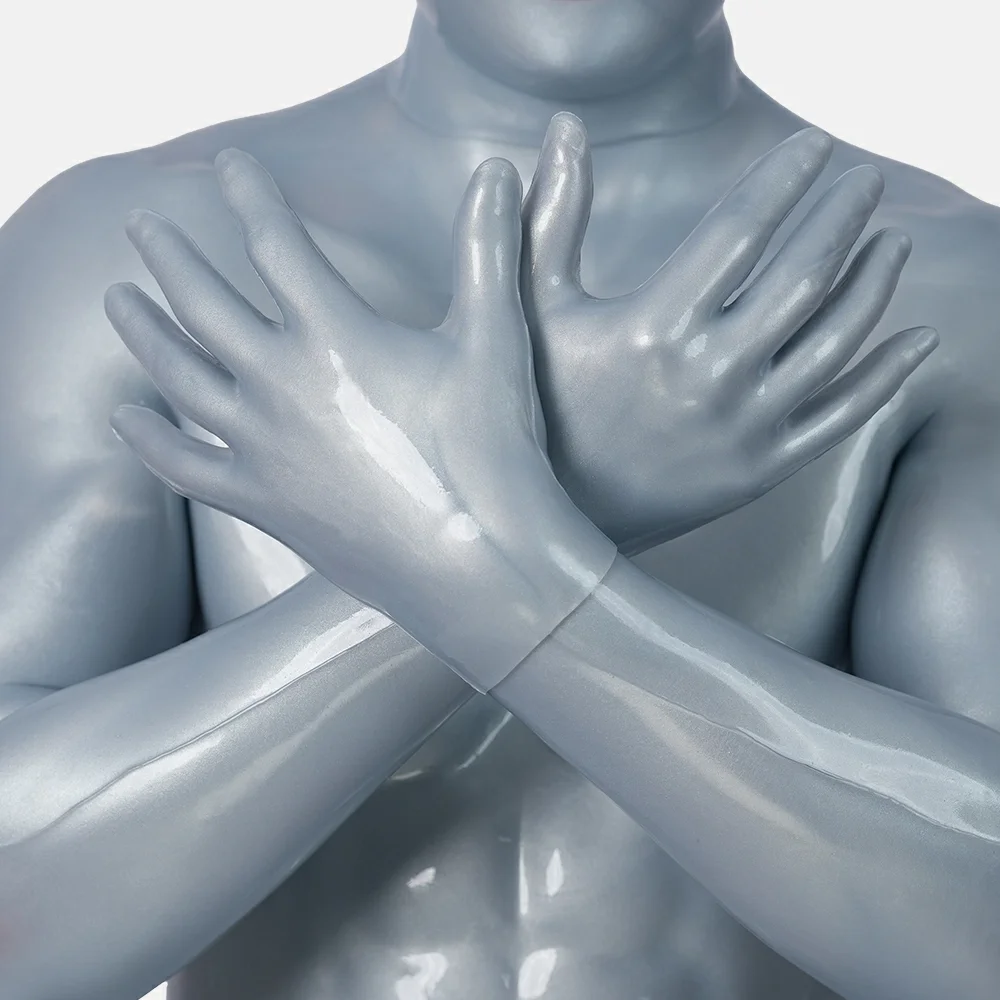 Furrjoi Silicone Realistic Handwear for Cosplay Costumes Short Size Sliver White Color Gloves with Fingers