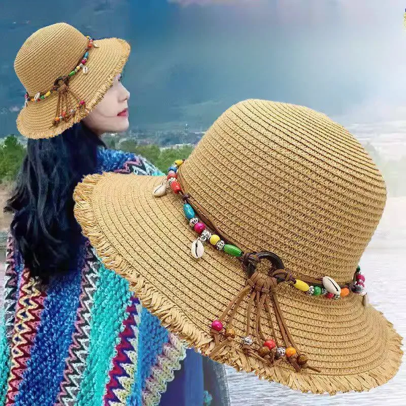 

Summer Island Vacation Beach Sun Protection Women's Straw Hat Rural Style Photography Beautiful Women's Hat Universal Size