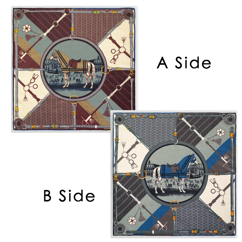 Double Sided Print Scarf 65CM Women Square Bandanas Hand Rolled Edge Scarfs Hair Clothing Bag Accessories Lover Christmas Gift