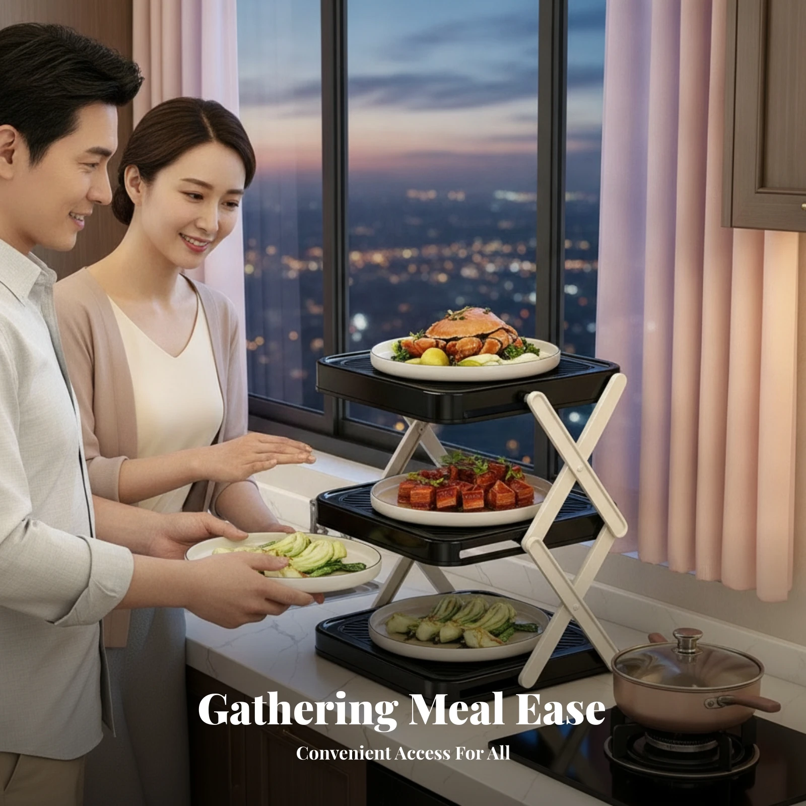 Storage Food Prep - Space-Saving ABS Plastic 3-Tier Prep Rack