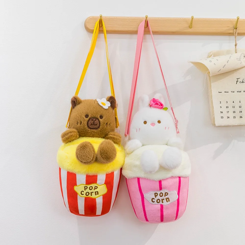 

Crossbody Popcorn Capybara Doll Bag Fluffy Pillow Popcorn Capybara Plush Toy Animal Soft Popcorn Rabbit Stuffed Doll