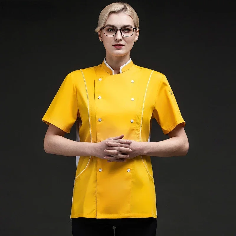 

Chef Shirt Chef Jacket Men Women Cook Coat Restaurant Hotel Kitchen Wear Waiter Uniform Short Sleeve Catering Kitchen Clothing