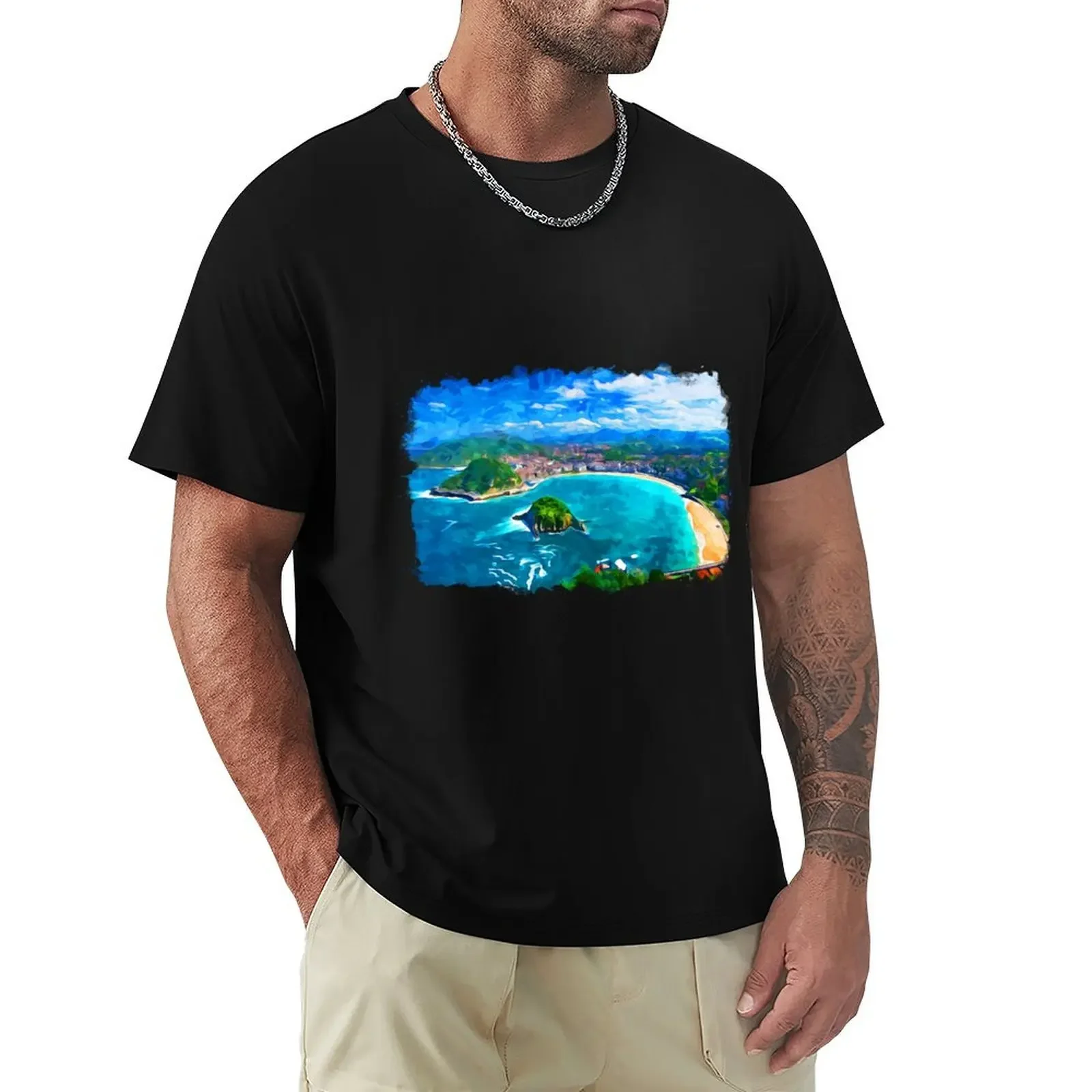 San Sebastian Spain Watercolor T-Shirt summer clothes vintage t shirts mens designer t shirt