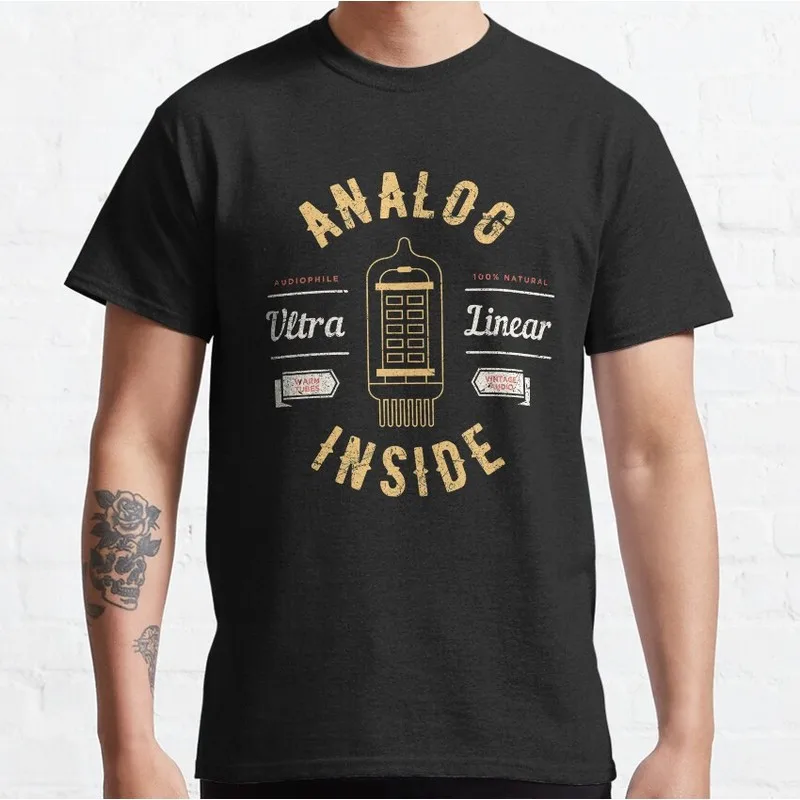 Analog Vacuum Tube Audiophile Sound Graphic T-Shirt Bassist Rock Music Unisex Tee Short Sleeve Vintage Musician Casual Tops