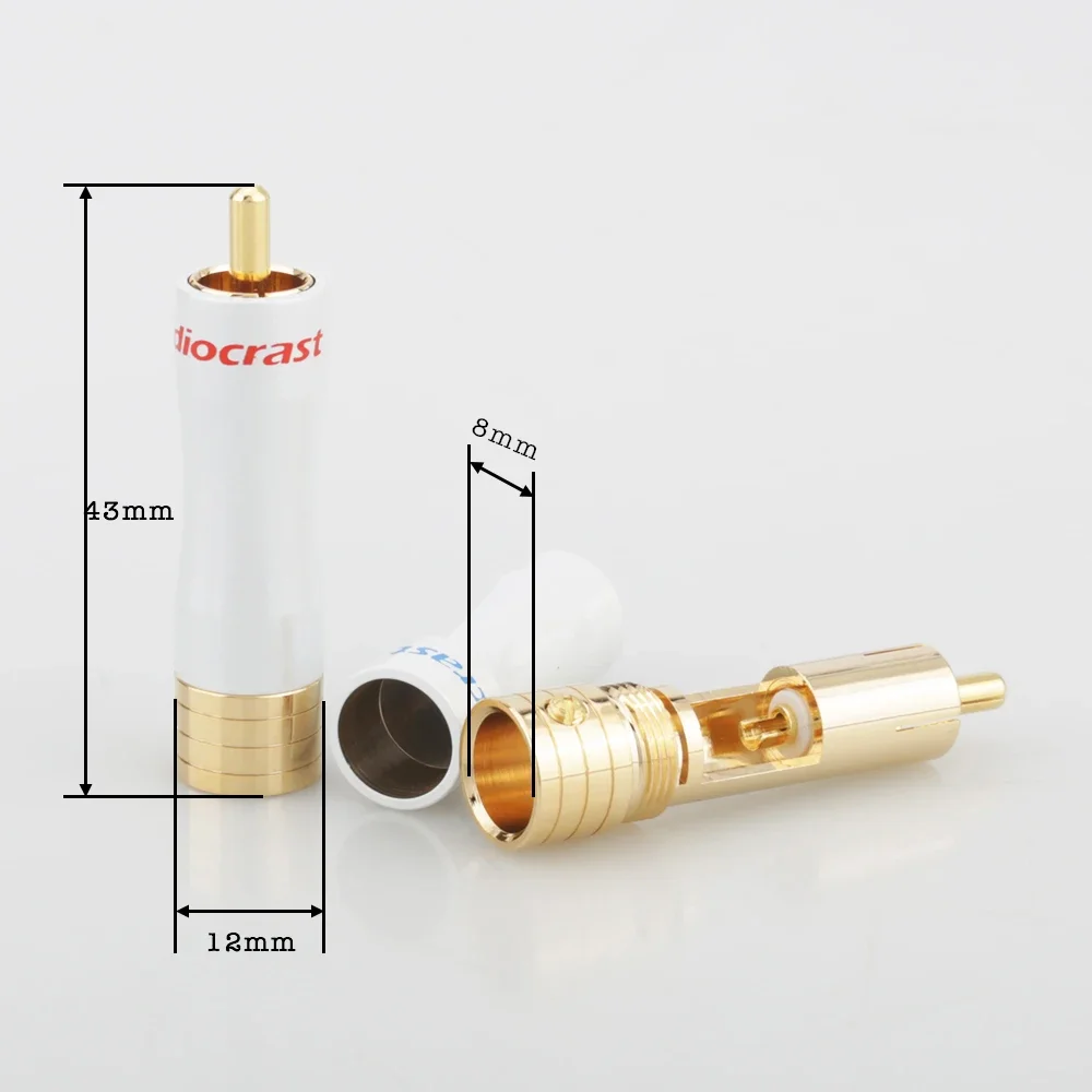 

4xAudiocrast R012 24-каратный позолоченный разъем RCA-адаптер Audio Phono Позолоченный разъем для пайки RCA Ремонтные концы HIFI 8 мм Штекер кабеля