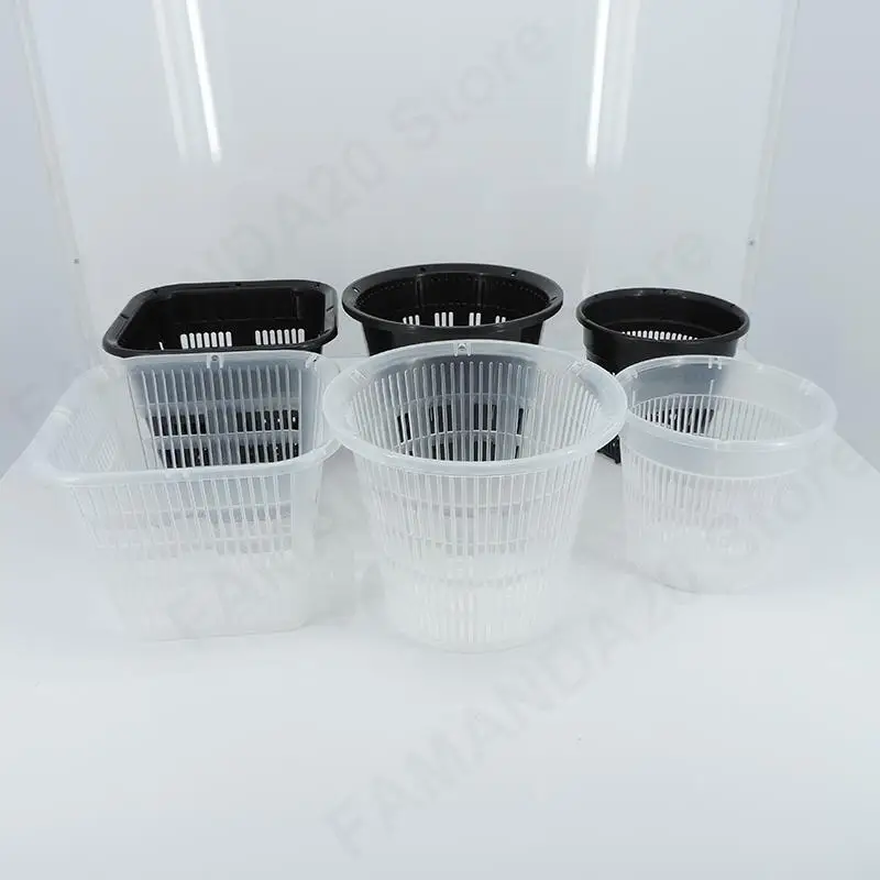 11cm 14cm Orchid Clear mesh net cup Pot plant Flower nursery tray basket Plastic Breathable Container hanging Holes M20