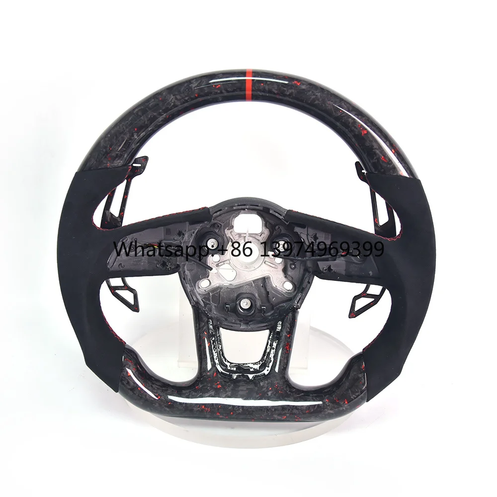 Suitable for Audi B9 S4 2019 Model Modified Carbon Fiber Steering Wheel Assembly Suede Perforated Leather Customized Upgrade