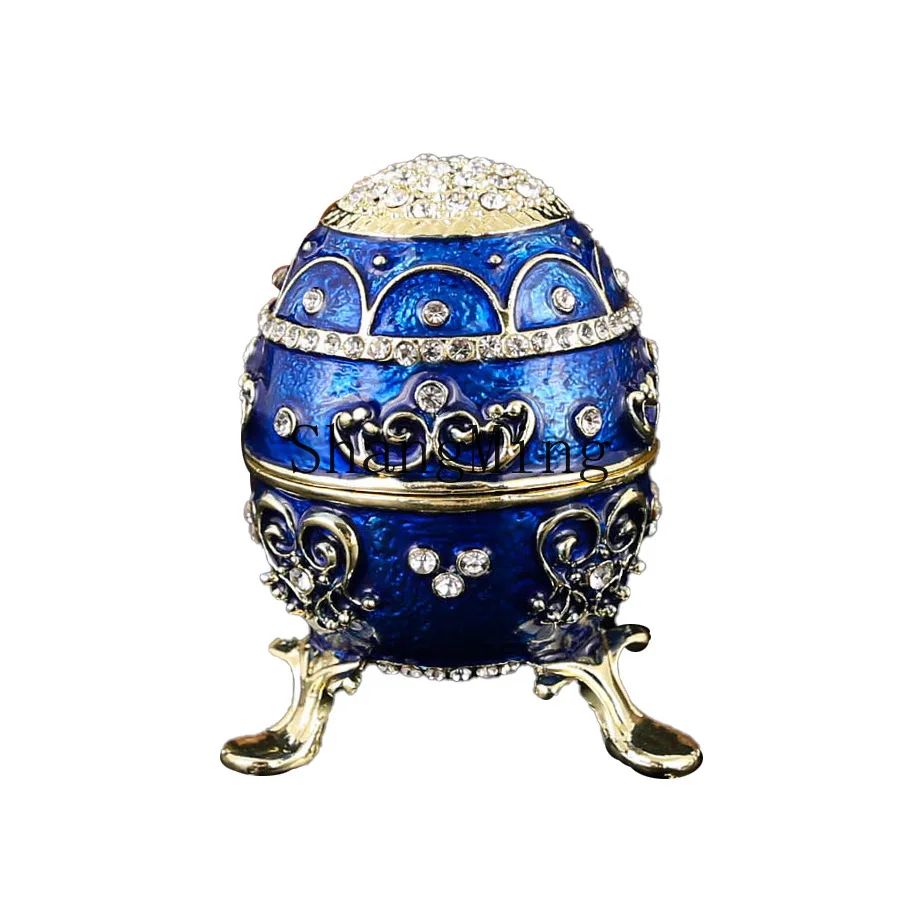 

DSA Enamel Metal Diamond Egg Jewelry Box Flip Dust-proof, Easter Egg Jewelry Box