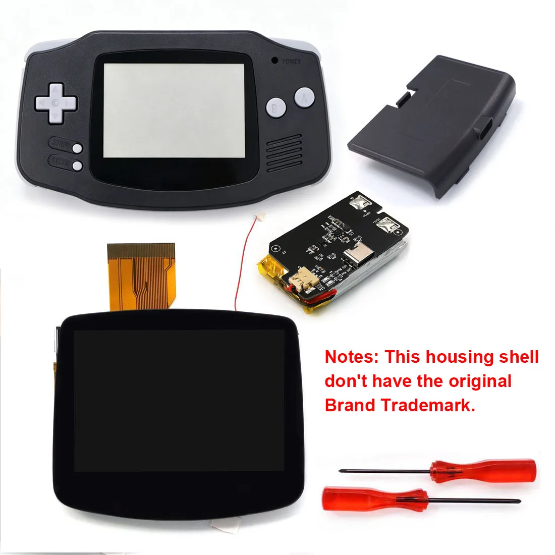 HISPEEDIDO Rechargeable for GBA V5 IPS HD 720x480 Drop-in Screen Kits No welding required Desaturation FRM OSD w/Shell image 3