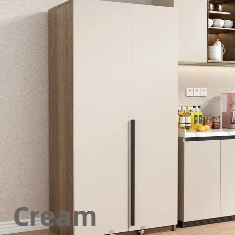 

Cream style dining side cabinet integrated against the wall Household high cabinet Kitchen locker Solid wood snack