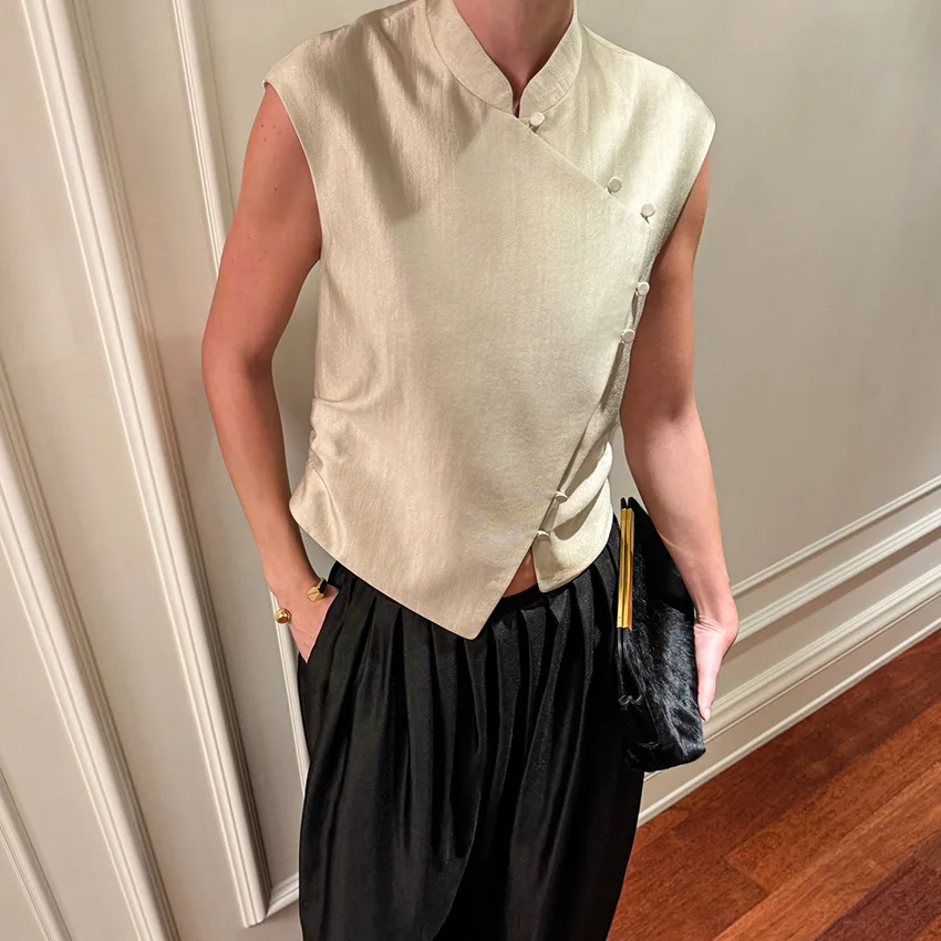 2026 Spring Summer New Arrival Women European Fashion Casual Elegant Office Work Versatile Solid Color Tank Top Chic Trendy Hot