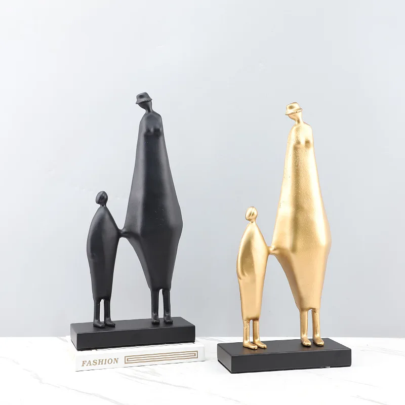 Modern Abstract Metal Hand-holding Figure Sculpture Abstract Portrait Statue, Black Figure Handicraft, Home Decoration Accessory - view 2