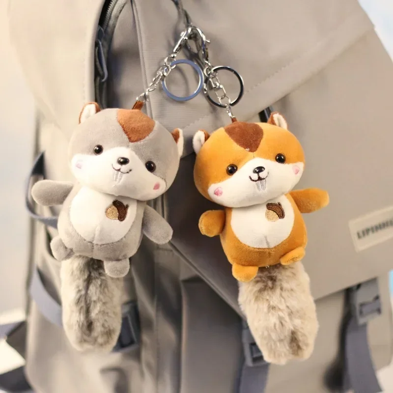 Cute Little Squirrel Plush Toy 키링 Kawaii Animal Keychain Squirrel Plush Toys Bag Decor Ornaments Pendant Holiday Gifts Fashion