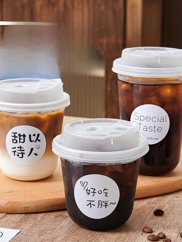 

Disposable Thiened Plastic Coffee Cup with Lid for Takeaway Transparent U-aped Beverage Cup for Outdoor Paaging Busin
