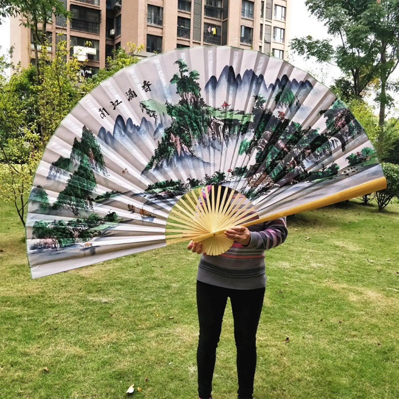 Giant Wall Fan 90x160cm Traditional Chinese Folding Decor Bamboo Screen Photography Studio Background Party Home Art Decoration